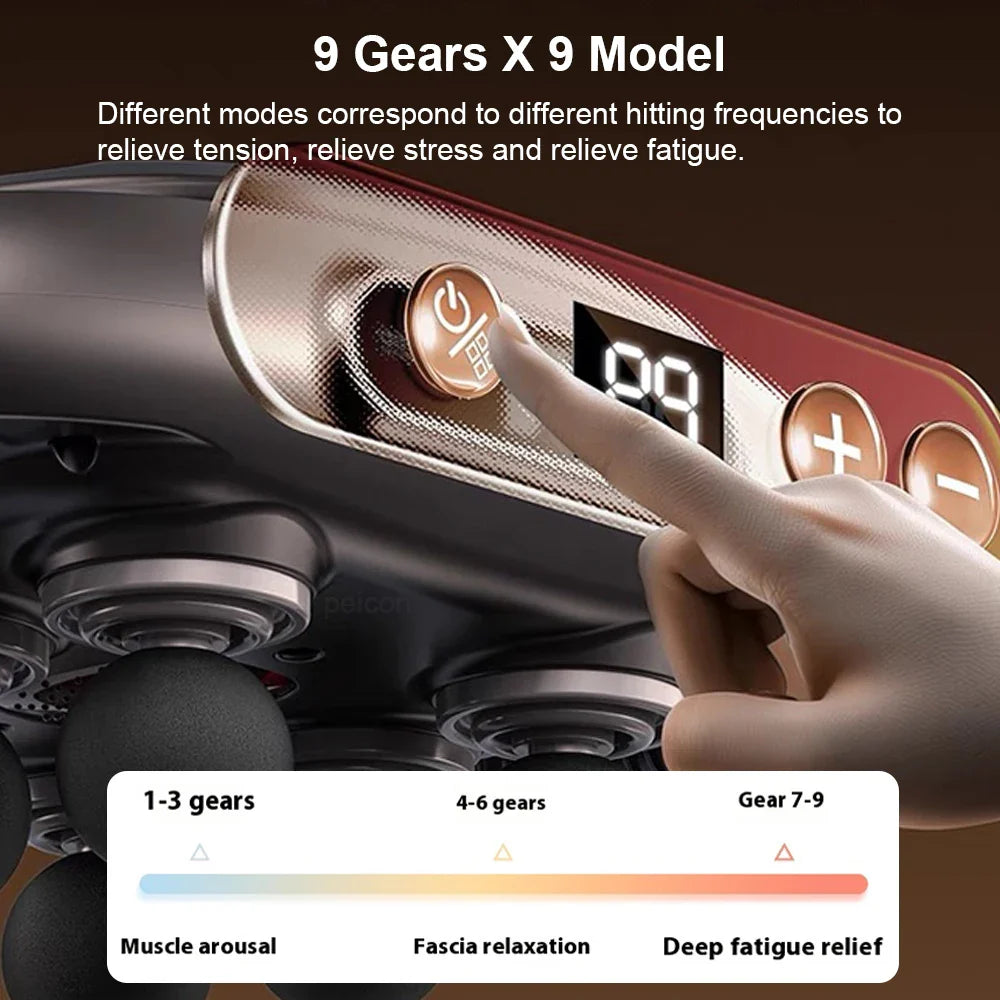 Masażer elektryczny, 6 końcówek, relaksacja mięśni, głęboki masaż tkanek