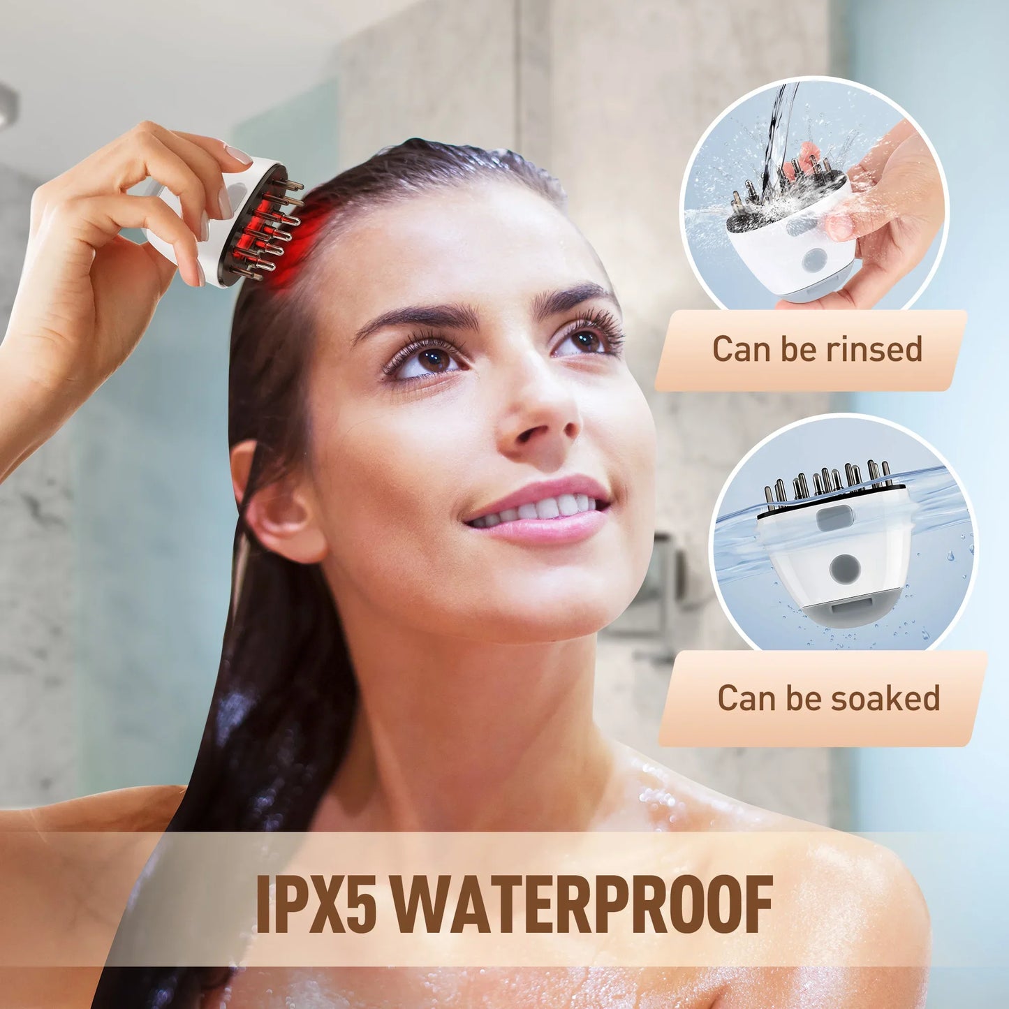 Elektro-masażer do skóry głowy, terapia światłem, przeciw wypadaniu włosów