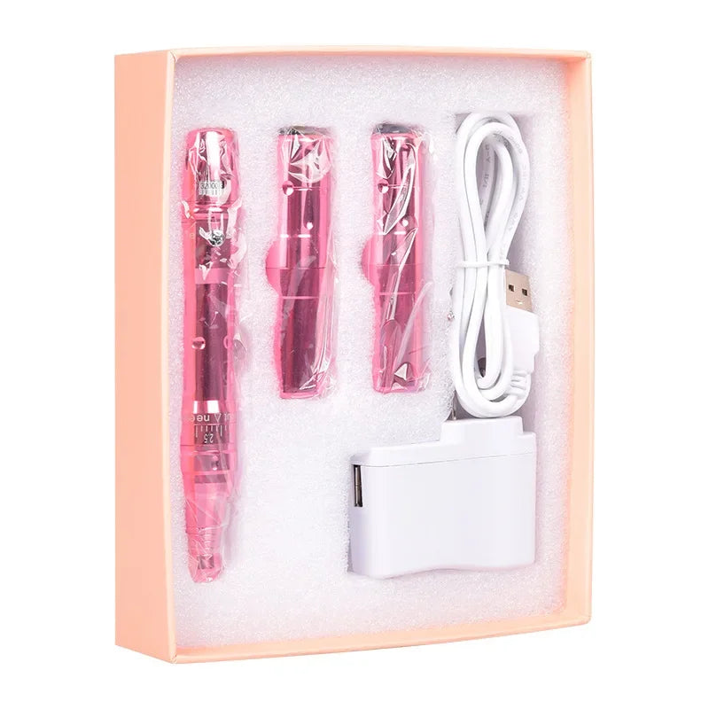 Bezprzewodowy zestaw do makijażu permanentnego, mikroblading, 2 baterie, 5 igieł